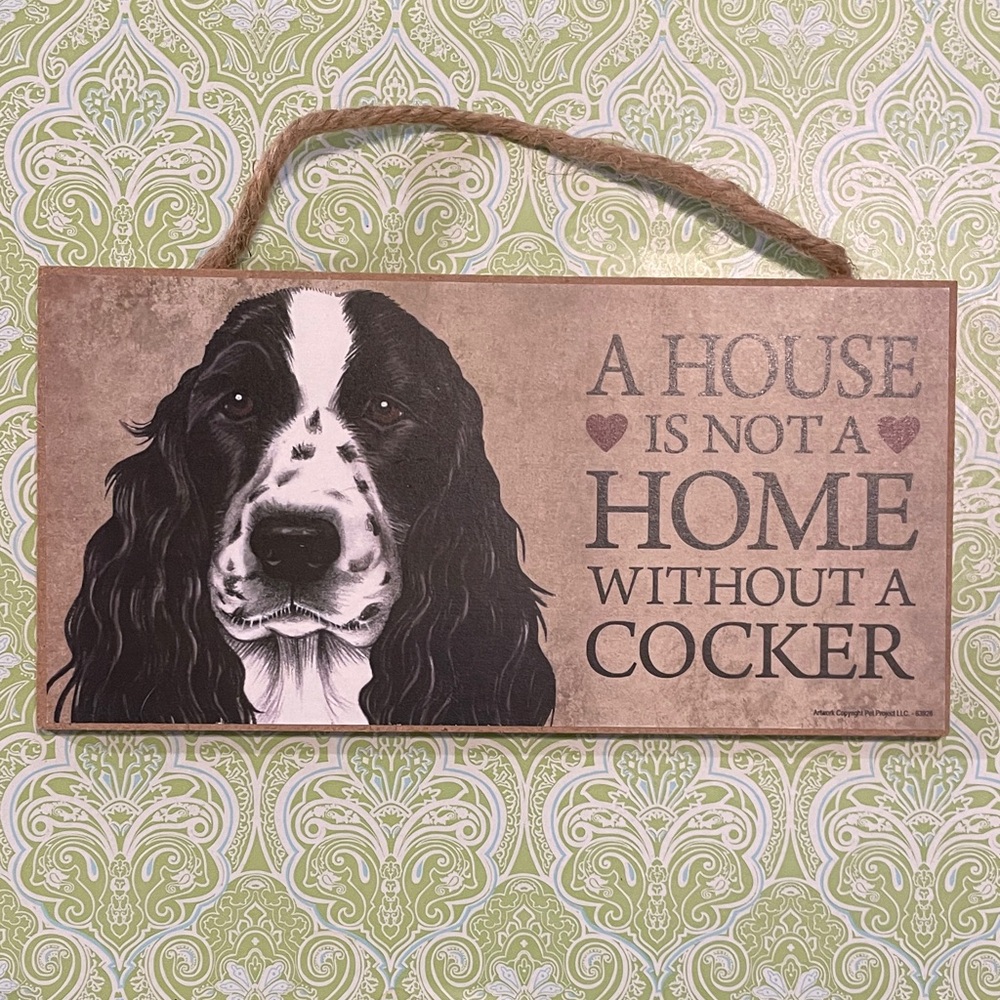 Charming Brown and Black Cocker Spaniel Wall Sign